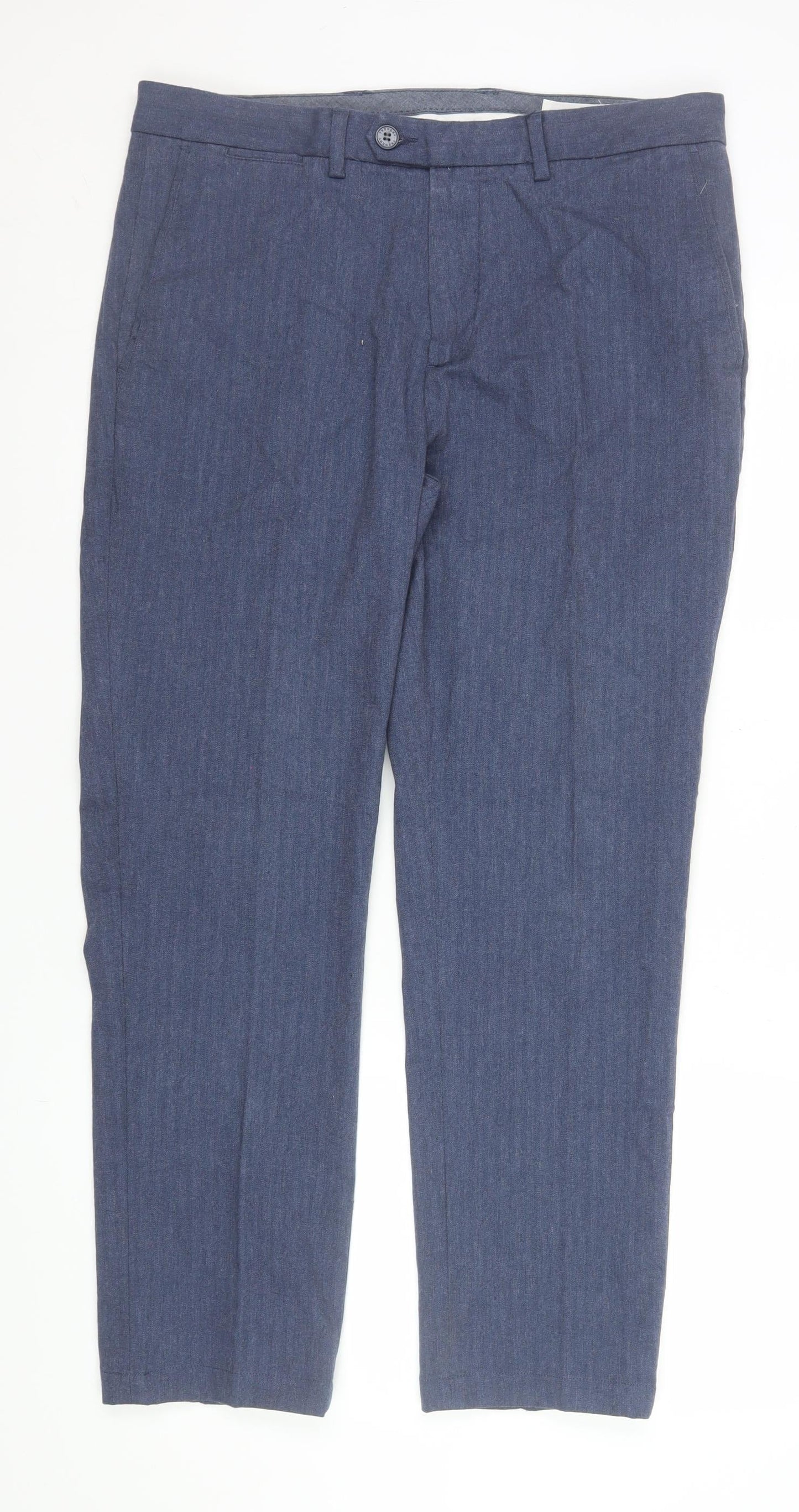 Mens UK Size 34 Trenery Slim Fit Chino Blue Trousers