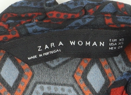 Womens UK Size XS Zara Multicoloured Tunic Blouse