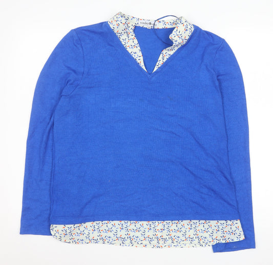 Womens UK Size 14 Voulez Vous Blue Basic Blouse