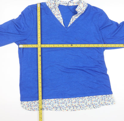 Womens UK Size 14 Voulez Vous Blue Basic Blouse