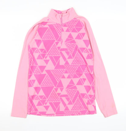 Mountain Warehouse Girls Pink Fleece Half Zip Pullover Sweatshirt 11-12 Years