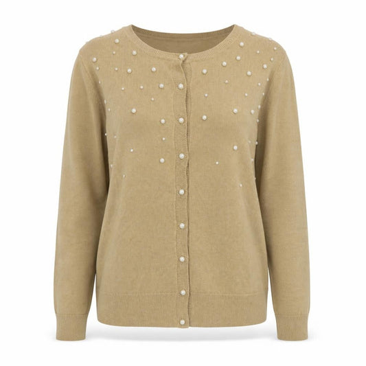 Womens UK Size XL Jeanne Pierre Beige Cardigan Jumper