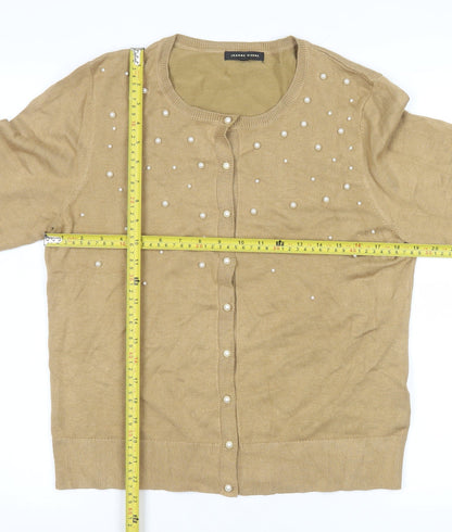 Womens UK Size XL Jeanne Pierre Beige Cardigan Jumper