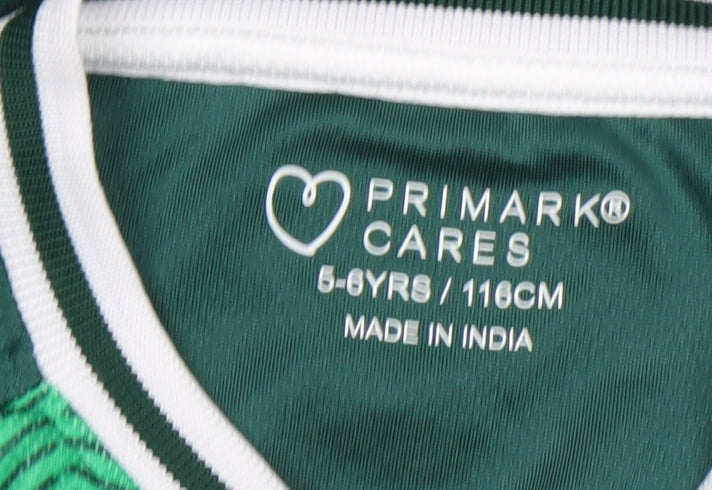 Boys UK Size 5-6 Years Primark Green Jersey T-Shirt