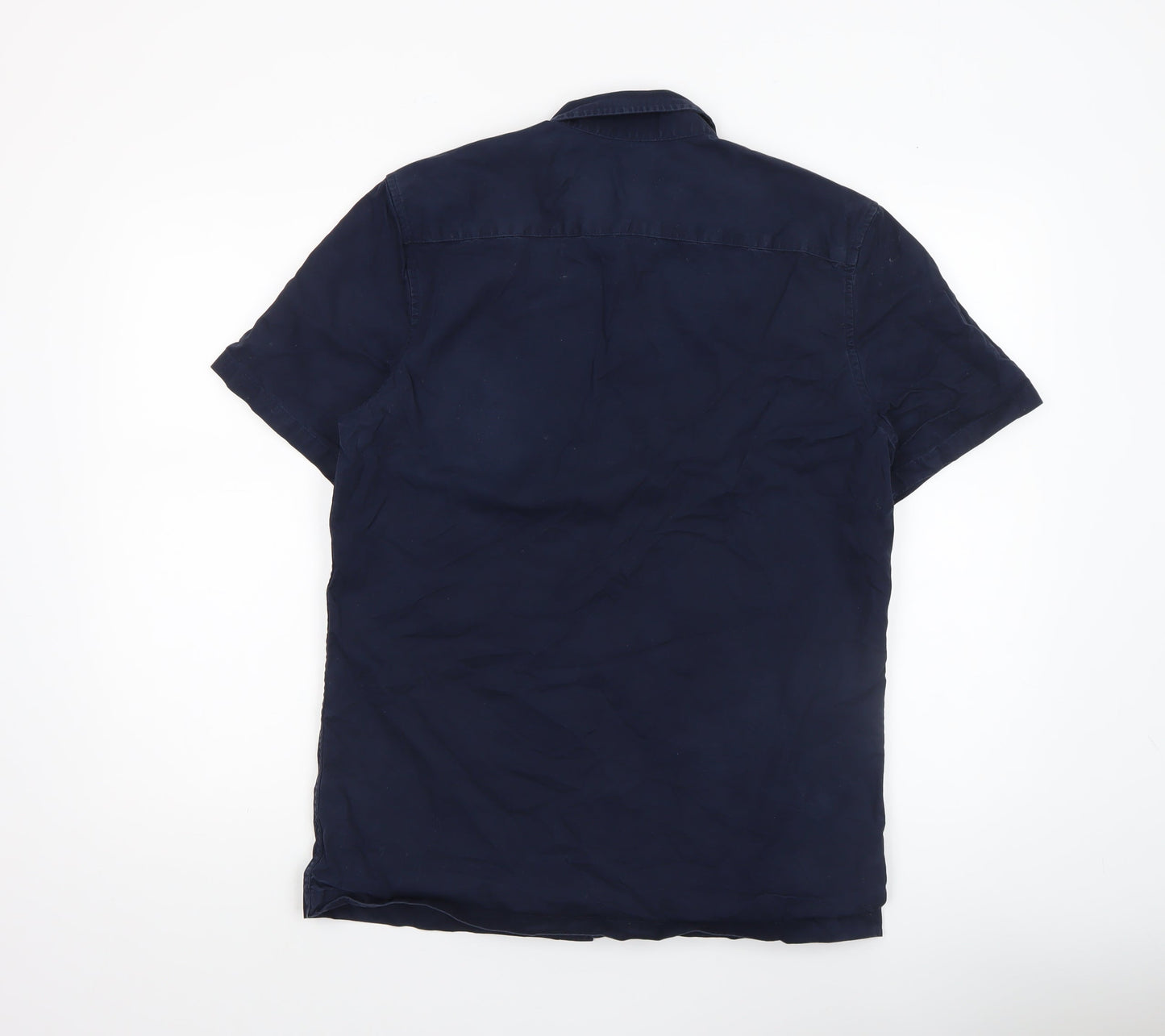 ASOS Men's Blue Regular Fit Short Sleeve Cotton Button-Up Shirt Size M
