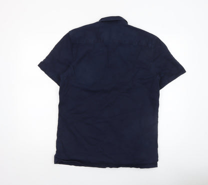 ASOS Men's Blue Regular Fit Short Sleeve Cotton Button-Up Shirt Size M