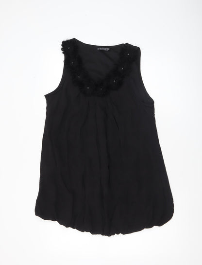 Womens UK Size 14 Dunnes Black Tunic Blouse