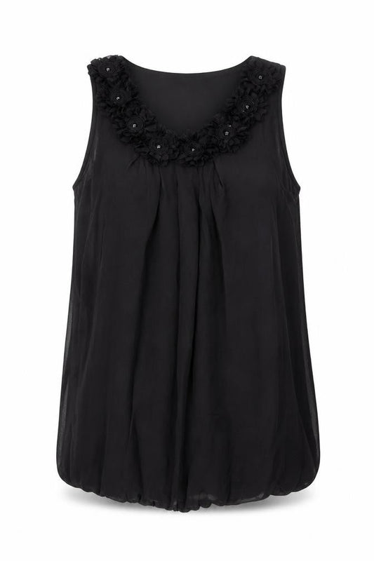 Womens UK Size 14 Dunnes Black Tunic Blouse
