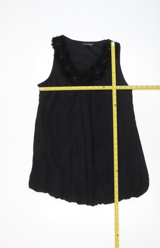 Womens UK Size 14 Dunnes Black Tunic Blouse