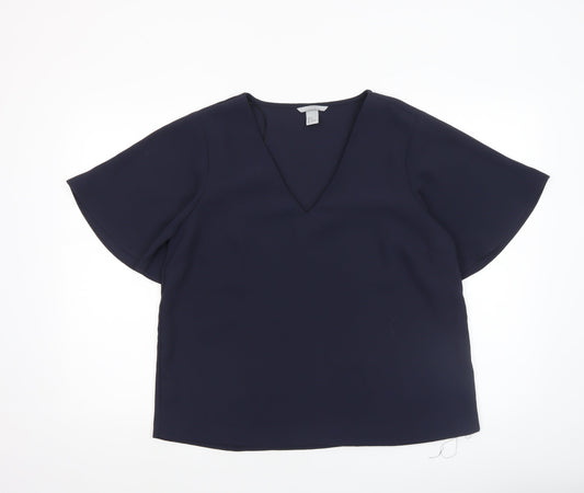 Womens UK Size 12 H&M Blue Basic Blouse