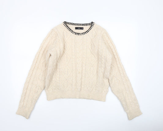 Womens UK Size M MNG Ivory Pullover Jumper