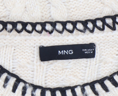 Womens UK Size M MNG Ivory Pullover Jumper