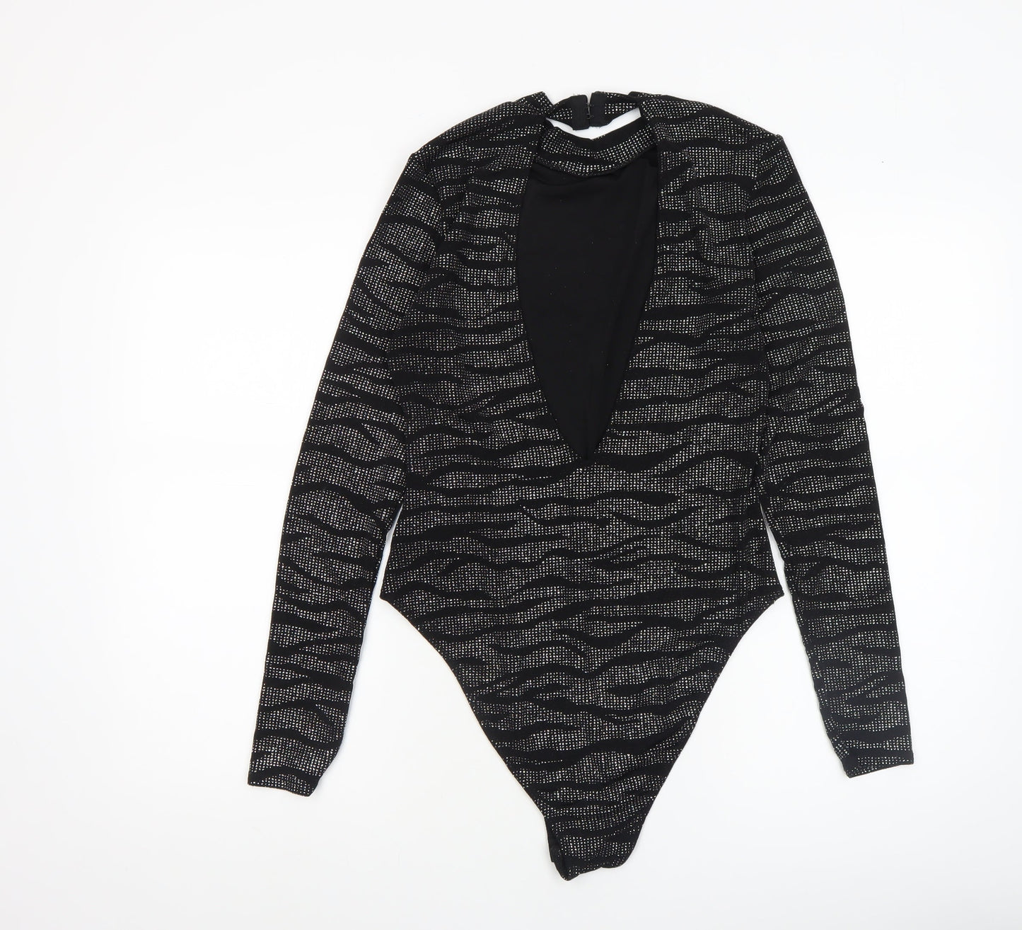 Womens UK Size M H&M Divided One-Piece Black Bodysuit