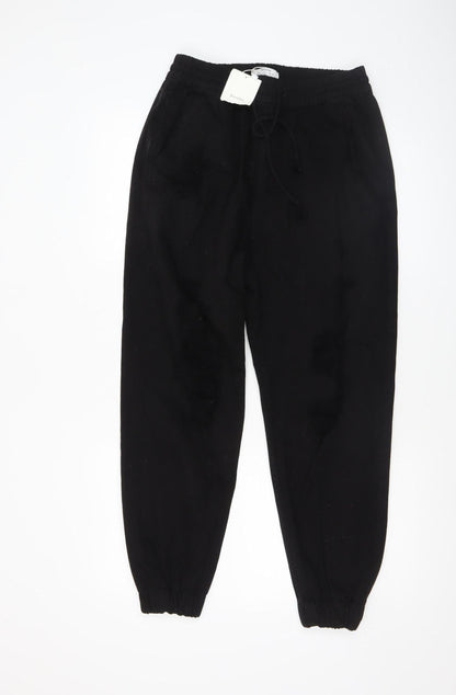 Bershka Women’s Black Cotton Joggers L Elastic Waist Casual