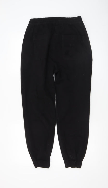 Bershka Women’s Black Cotton Joggers L Elastic Waist Casual