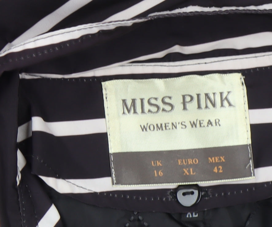 Womens UK Size 16 Miss Pink Black Trench Coat