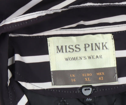 Womens UK Size 16 Miss Pink Black Trench Coat