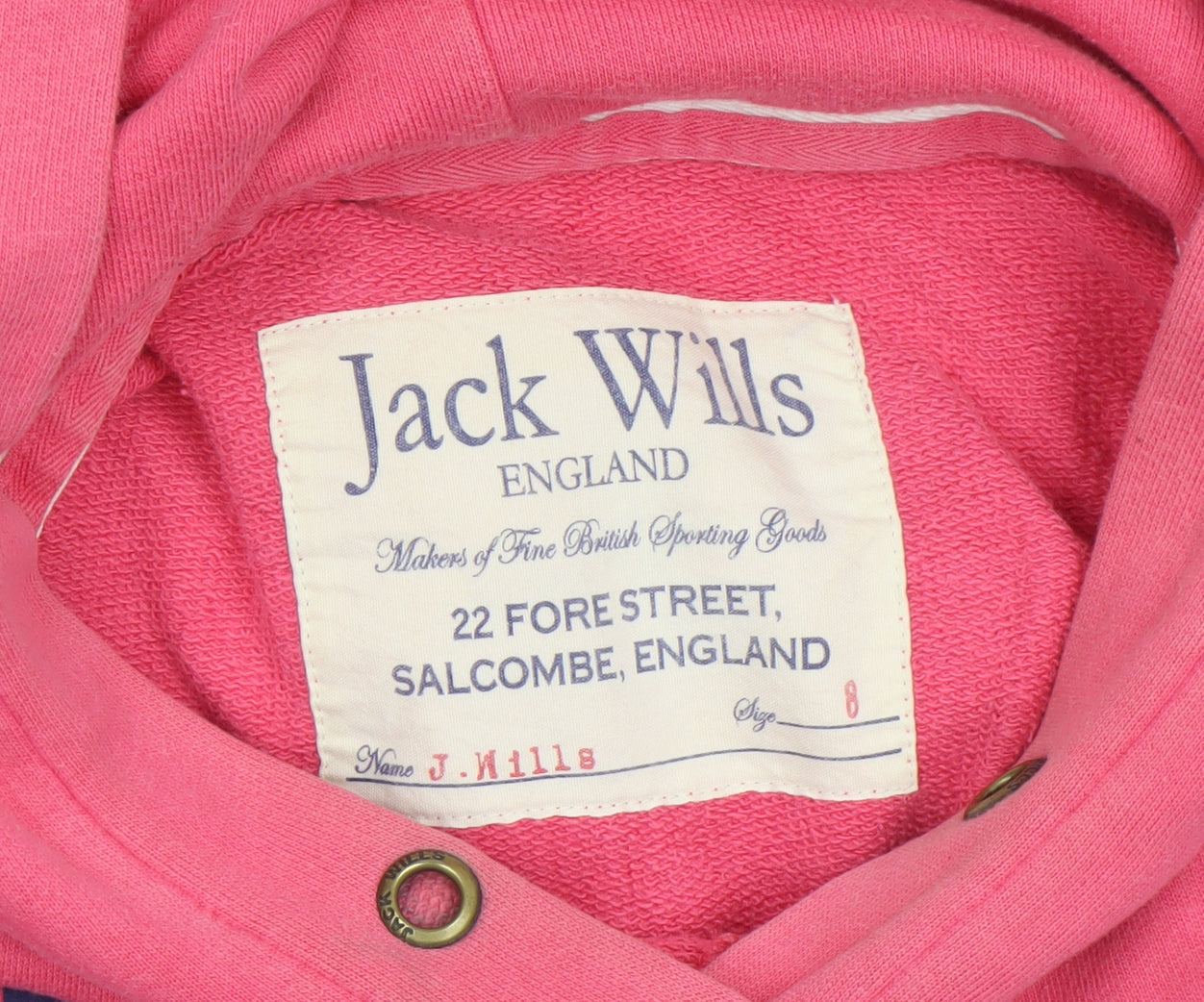 Womens UK Size 8 Jack Wills Pink Pullover Hoodie