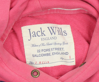 Womens UK Size 8 Jack Wills Pink Pullover Hoodie