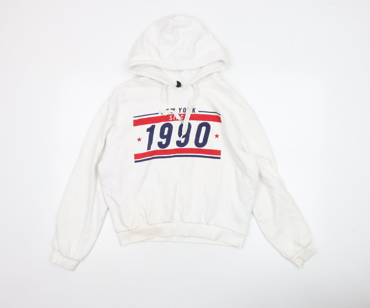 Womens UK Size 12 H&M White Pullover Hoodie