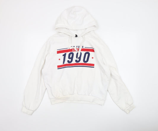 Womens UK Size 12 H&M White Pullover Hoodie