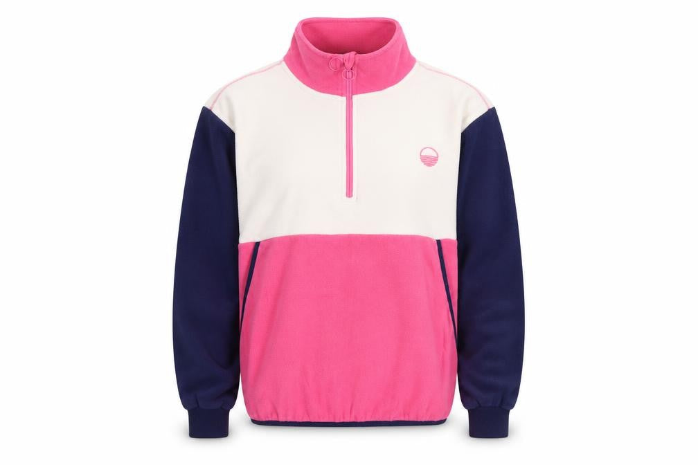 Front view of West Quay unisex colour block fleece 1/4 zip sweatshirt m multicoloured