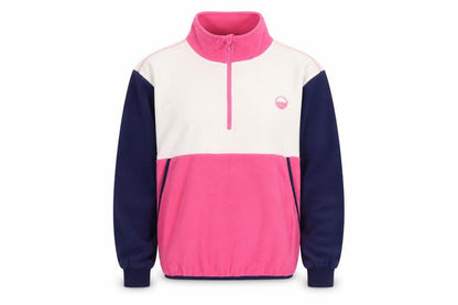Front view of West Quay unisex colour block fleece 1/4 zip sweatshirt m multicoloured