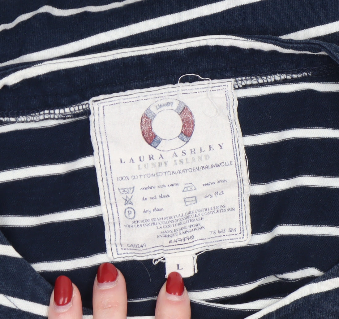 Womens UK Size L Laura Ashley Blue Basic T-Shirt