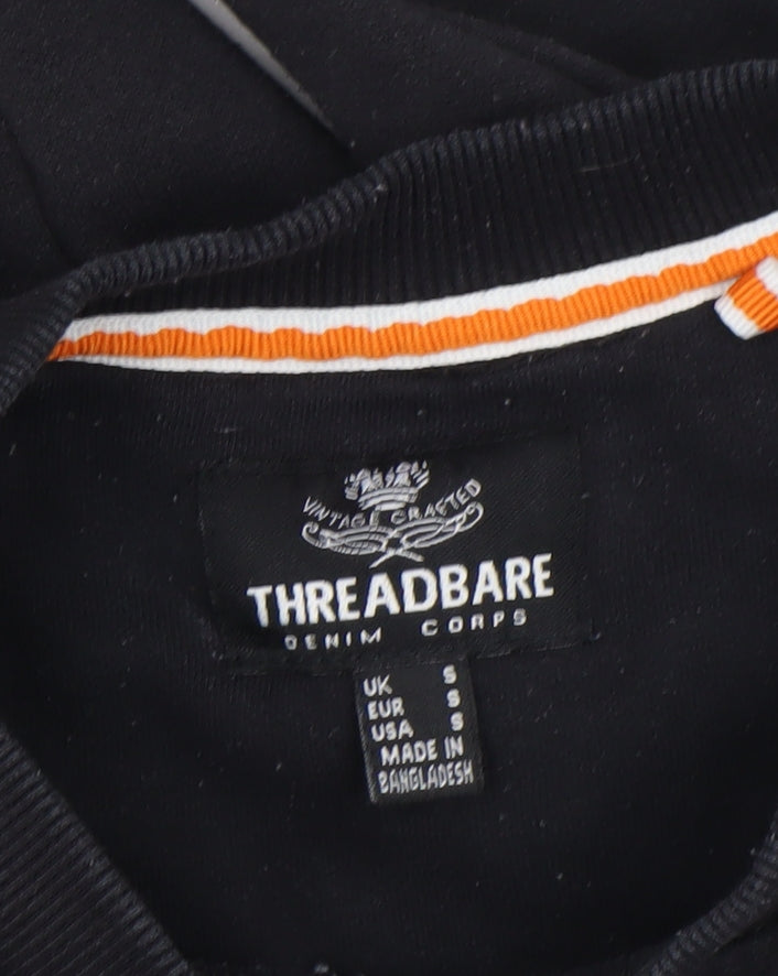 Mens UK Size S Threadbare Black Pullover Sweatshirt
