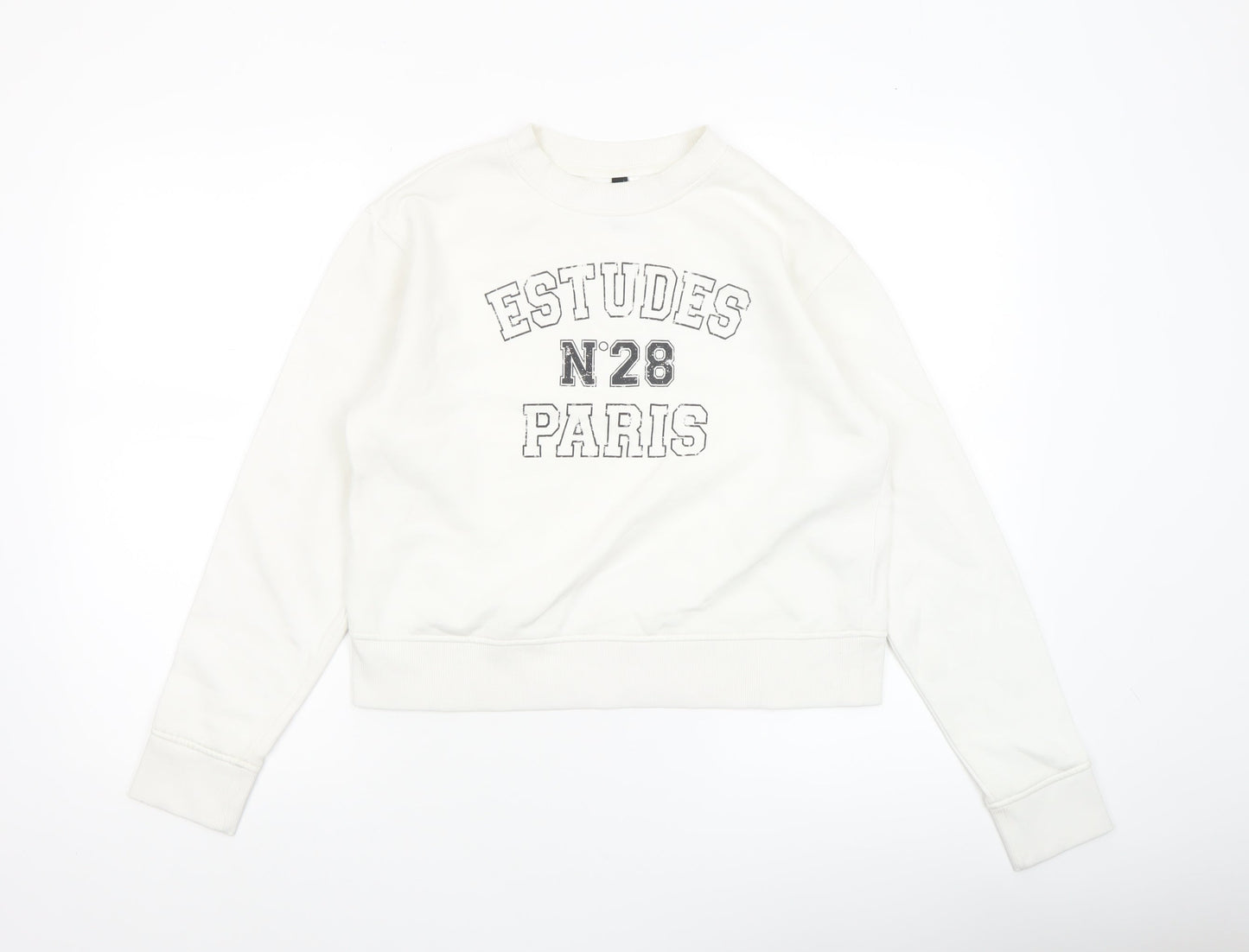 Womens UK Size 2XS H&M White Pullover Sweatshirt
