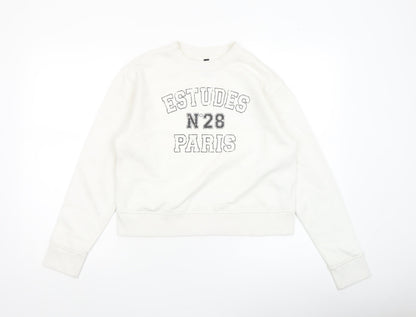 Womens UK Size 2XS H&M White Pullover Sweatshirt