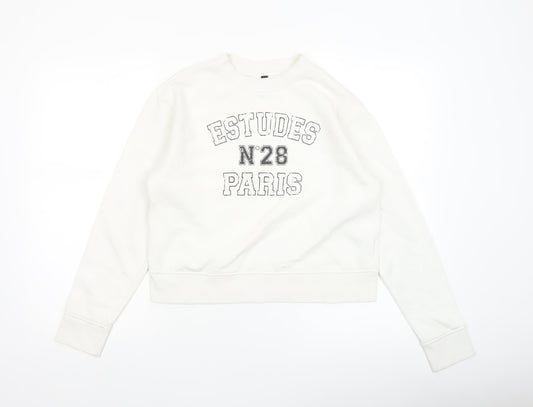 Womens UK Size 2XS H&M White Pullover Sweatshirt