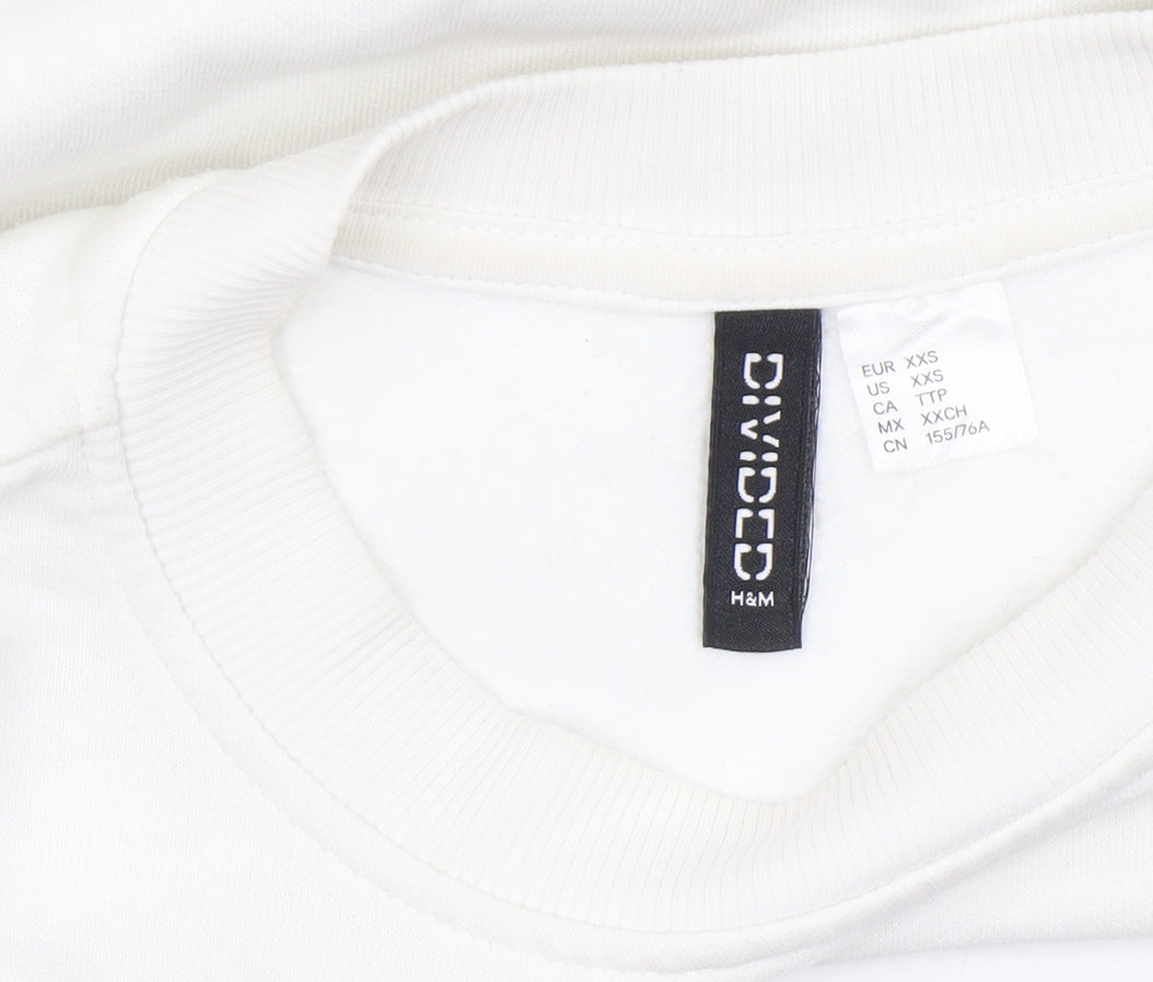 Womens UK Size 2XS H&M White Pullover Sweatshirt