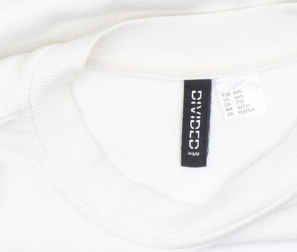 Womens UK Size 2XS H&M White Pullover Sweatshirt