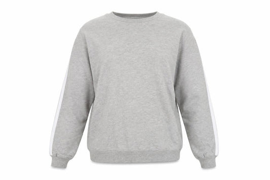 Front view of ASOS Women Grey Cotton Blend Crew Neck Pullover Sweatshirt UK 4