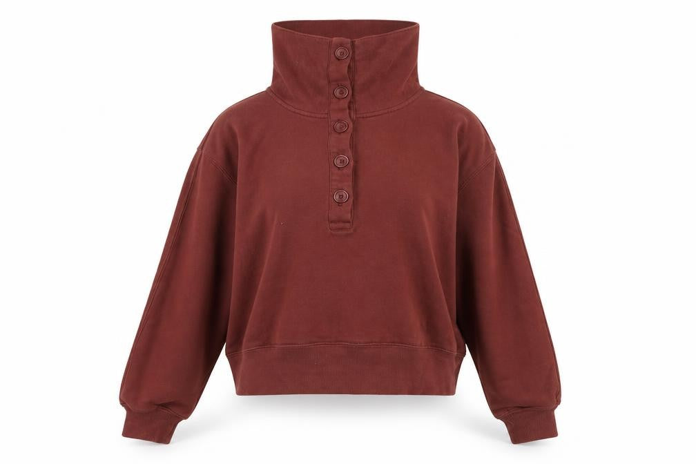 Womens UK Size XS Abercrombie & Fitch Brown Henley Sweatshirt