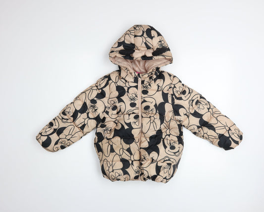 Girls UK Size 7 Years Disney Beige Puffer Jacket