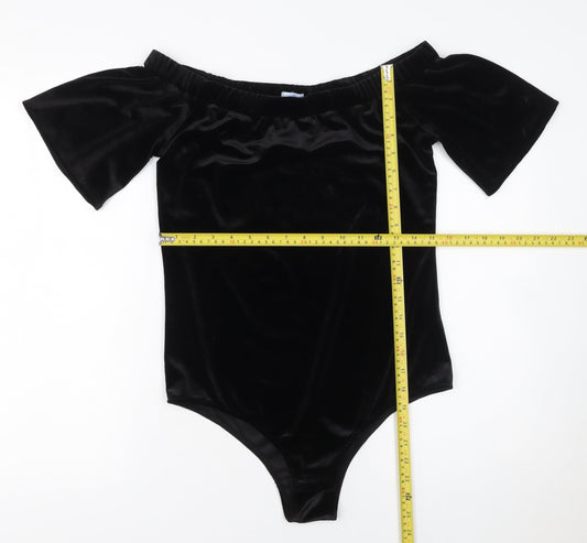 Womens UK Size M Blue Vanilla One-Piece Black Bodysuit