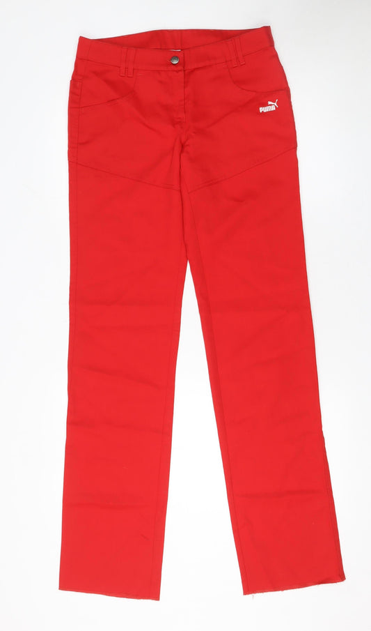 Womens UK Size XS PUMA Regular Fit Straight Red Trousers