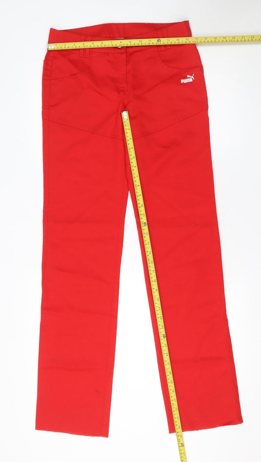 Womens UK Size XS PUMA Regular Fit Straight Red Trousers