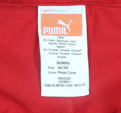 Womens UK Size XS PUMA Regular Fit Straight Red Trousers