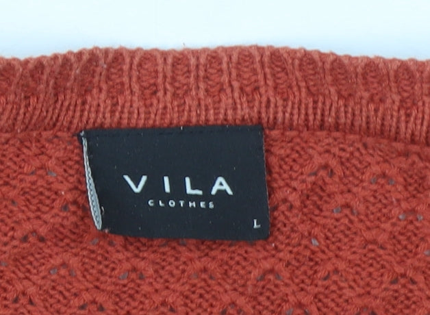 Womens UK Size L VILA Orange Cardigan Jumper