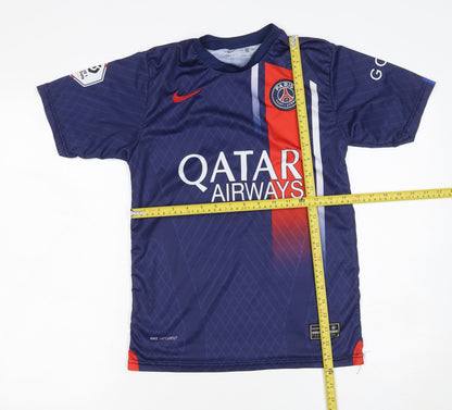 Nike Boys Blue PSG Mbappé #7 Football Jersey Shirt Size 176 Lightweight