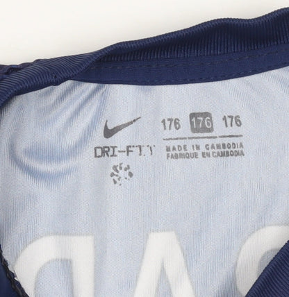Nike Boys Blue PSG Mbappé #7 Football Jersey Shirt Size 176 Lightweight