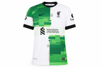 Front view of Nike boys’ green liverpool fc 16 years football jersey shirt
