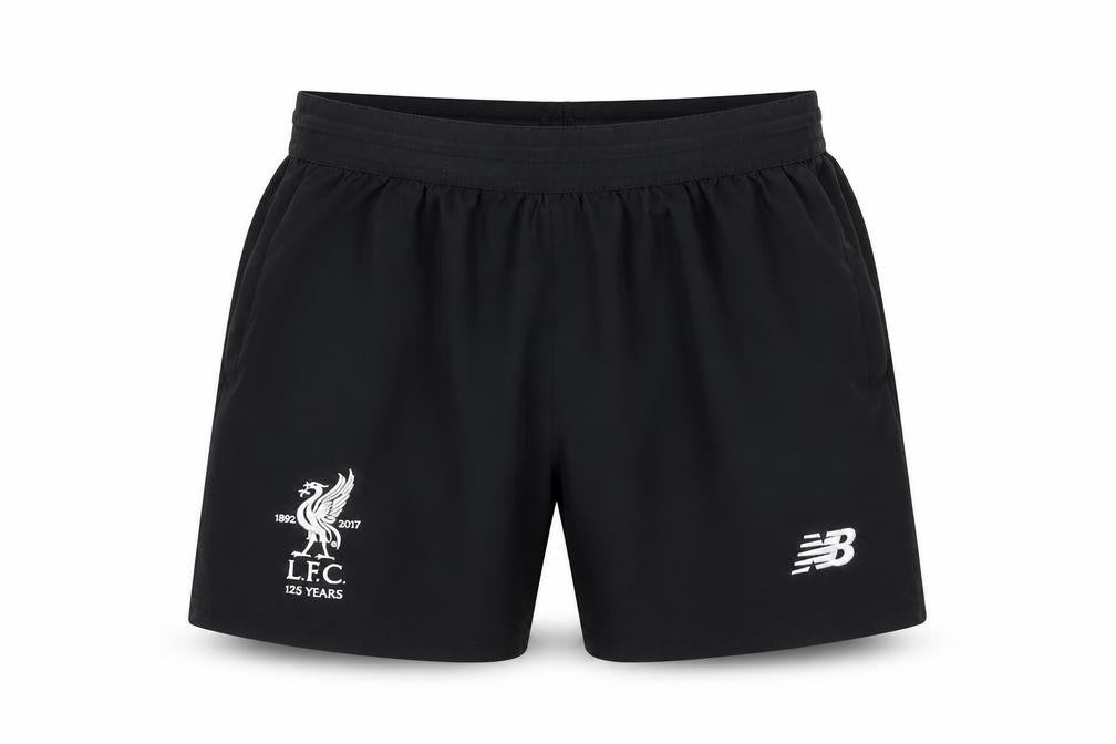 Front view of New Balance boys’ black lfc 125 years athletic football shorts 11 years