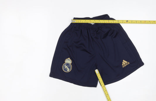 Adidas Boys Blue Real Madrid Athletic Football Shorts Size 152