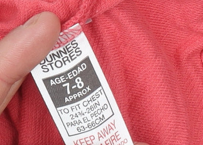 Girls UK Size 7-8 Years Dunnes Stores Red Basic T-Shirt