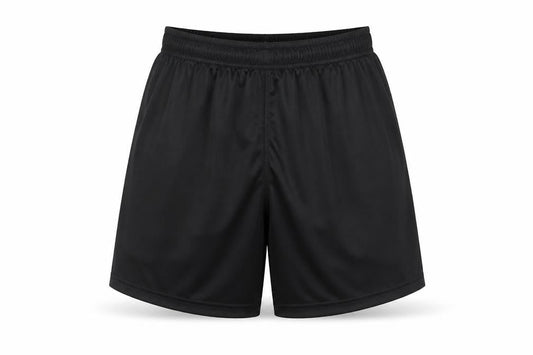 Front view of O'Neill boys’ black athletic football shorts 10-11 years polyester
