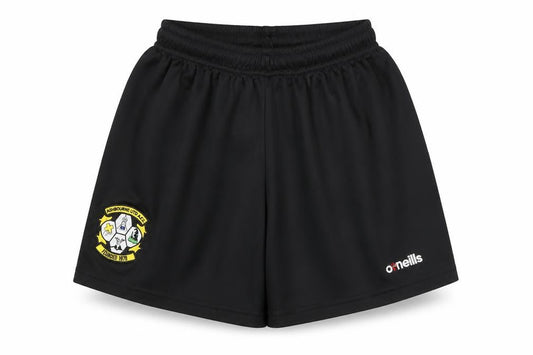 Front view of O'Neill boys’ black athletic football shorts, size 10-11, years